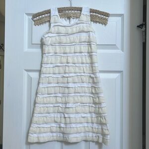 J Crew Crewcuts White/Cream Girls Ruffle Dress Sz 8